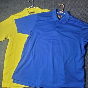 Lot of 2 Foundry Supply Co Mens (Blue Yellow)‎ Short Sleeve Polo Golf Casual 2XL